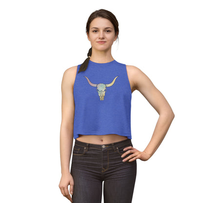 Pastel Bull Skull Crop Top — Women's Boho Western