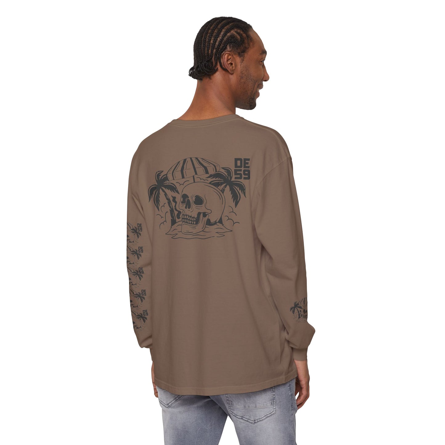 Unisex Garment-dyed -skull island Long Sleeve T-Shirt