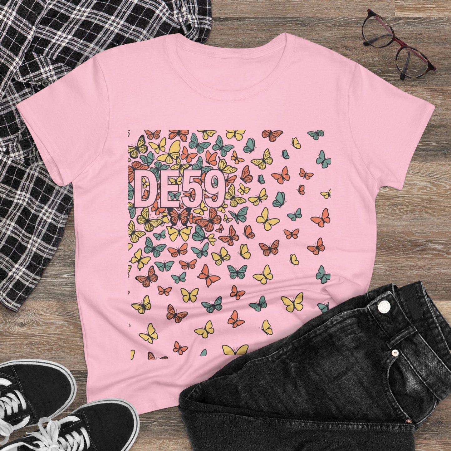 Butterfly Scatter Tee — DE59 Graphic Women's T-Shirt