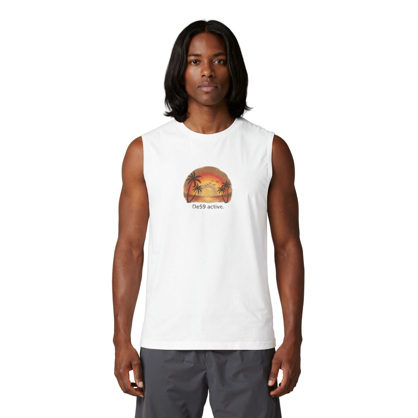 Sunset Palm Tank Top – 'De59 active' Beach Vibes Muscle Tee