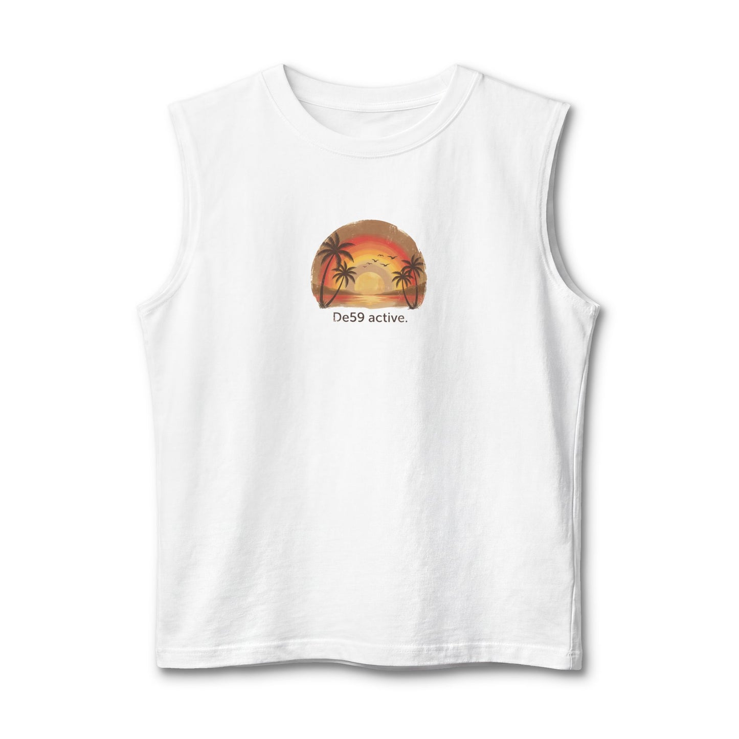 Sunset Palm Tank Top – 'De59 active' Beach Vibes Muscle Tee