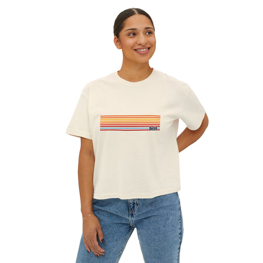 Retro Stripe Boxy Tee — Women's Vintage-Inspired Crop T-Shirt