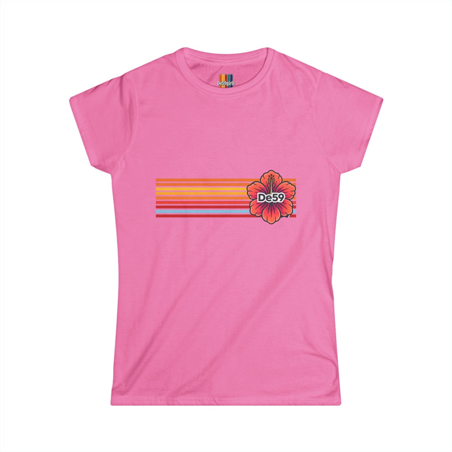 Retro Sunset Stripes with Hibiscus "Da-59"