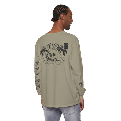 Unisex Garment-dyed -skull island Long Sleeve T-Shirt