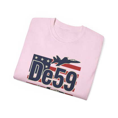 De59 Jet Fighter Tee — American Flag Military Aviation T‑Shirt