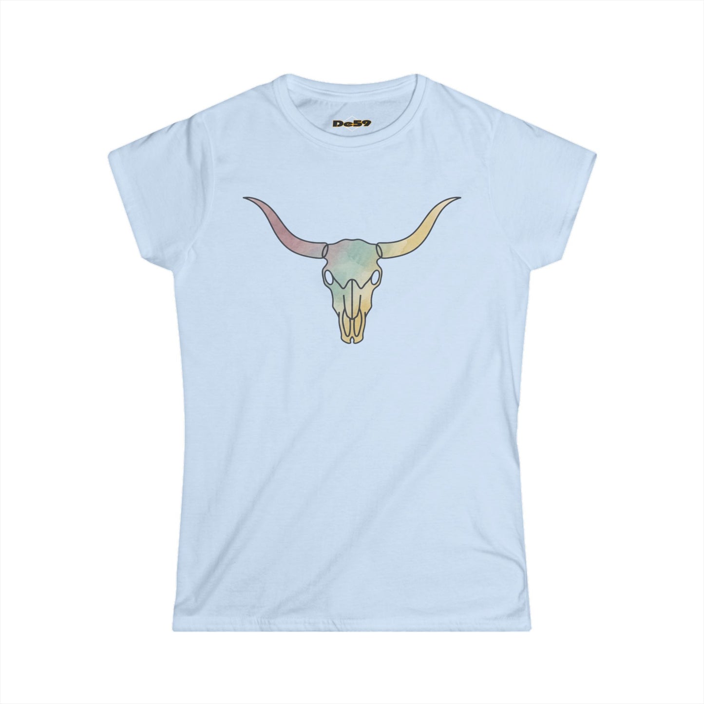 Women's Tee — Pastel Longhorn Skull (Red Star Back)