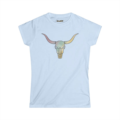 Women's Tee — Pastel Longhorn Skull (Red Star Back)