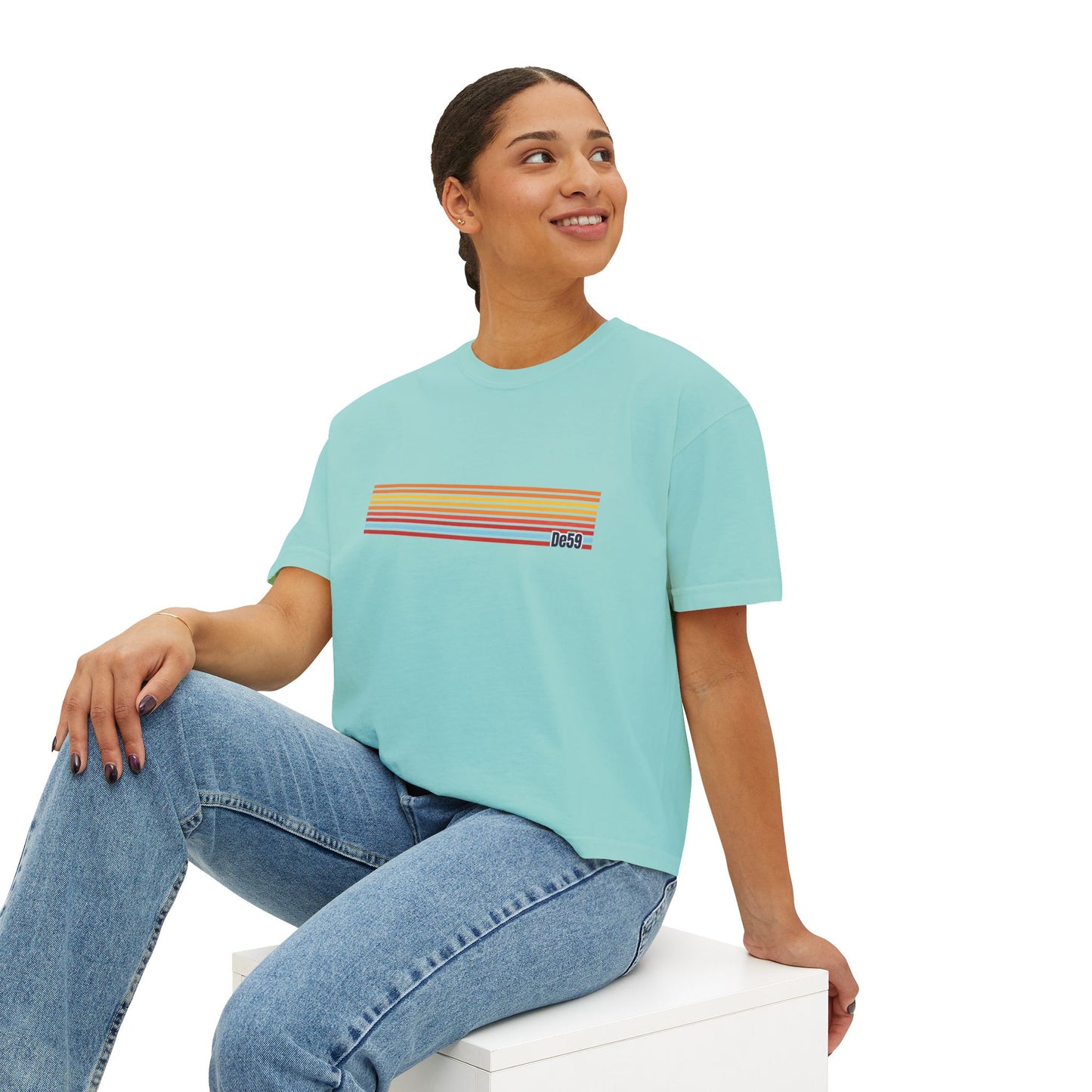 Retro Stripe Boxy Tee — Women's Vintage-Inspired Crop T-Shirt