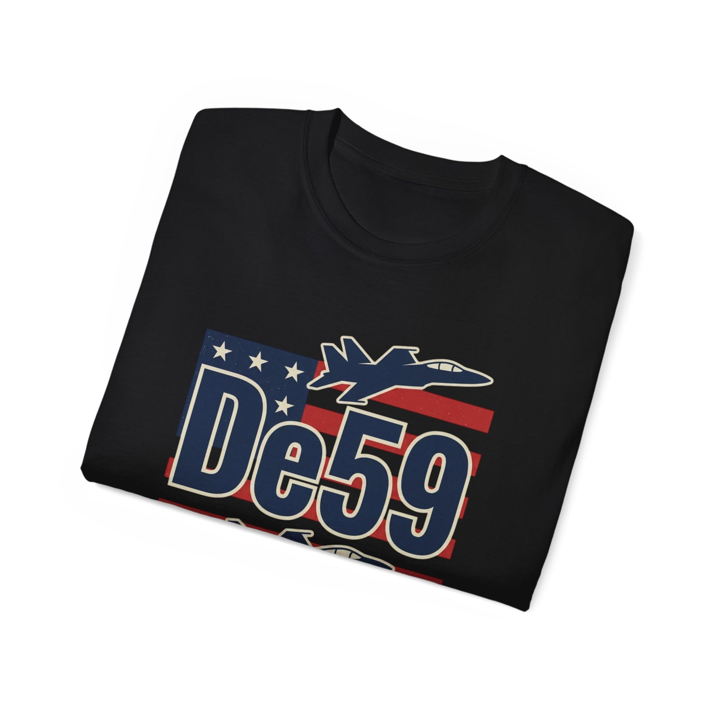De59 Jet Fighter Tee — American Flag Military Aviation T‑Shirt