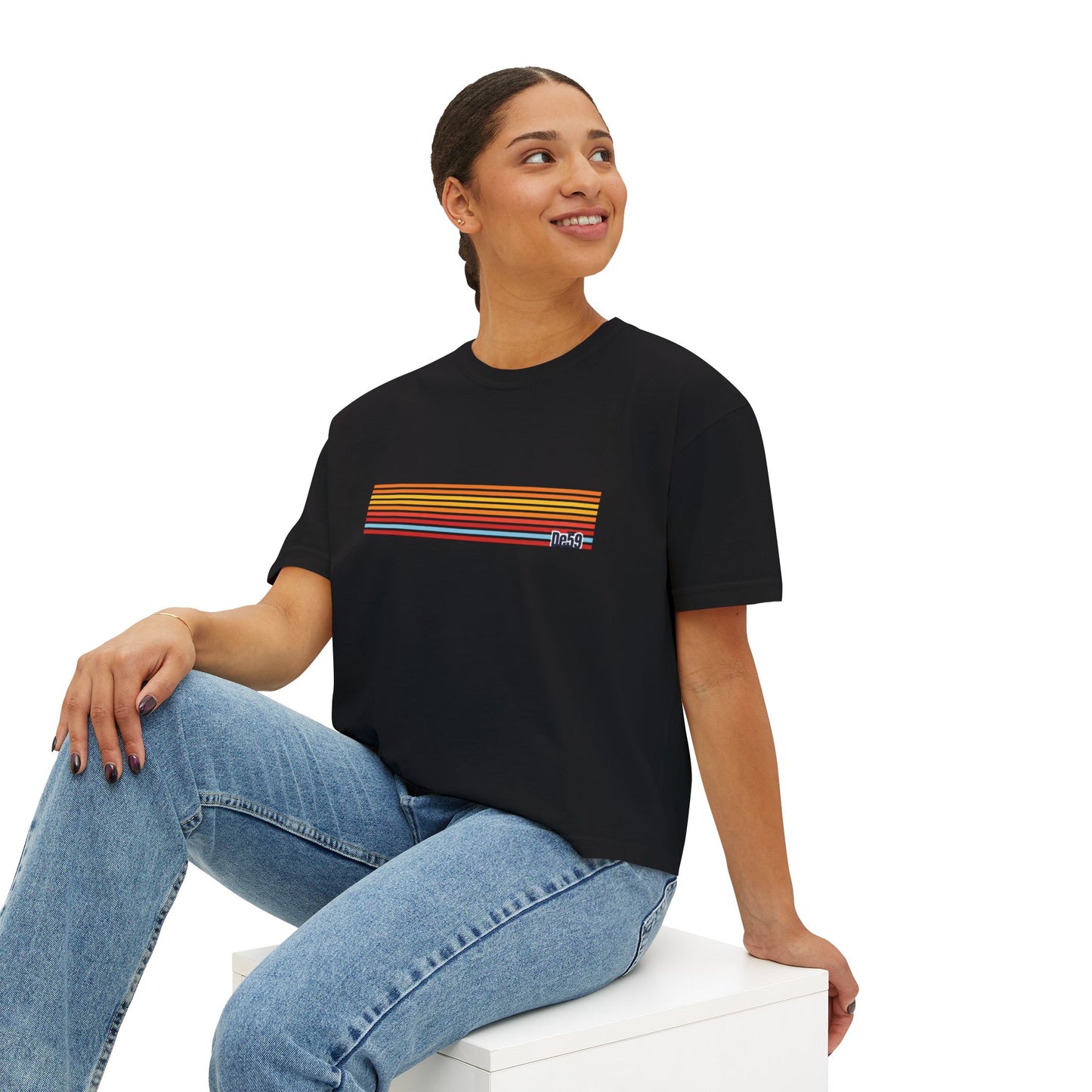 Retro Stripe Boxy Tee — Women's Vintage-Inspired Crop T-Shirt