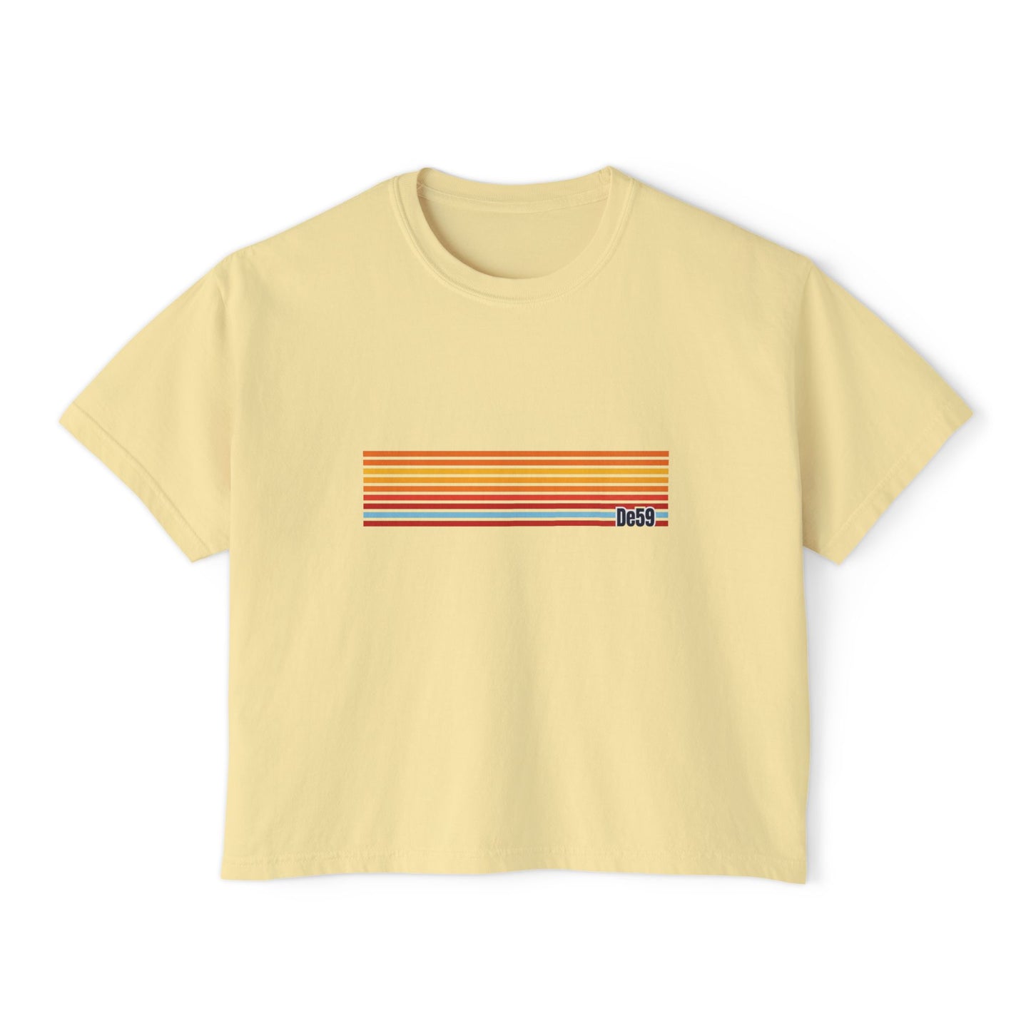 Retro Stripe Boxy Tee — Women's Vintage-Inspired Crop T-Shirt
