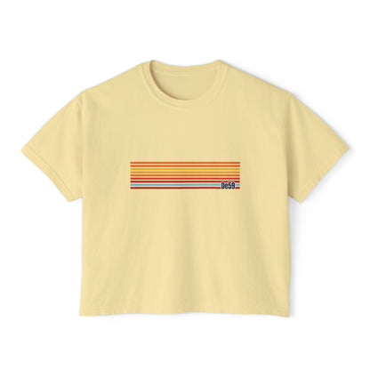 Retro Stripe Boxy Tee — Women's Vintage-Inspired Crop T-Shirt