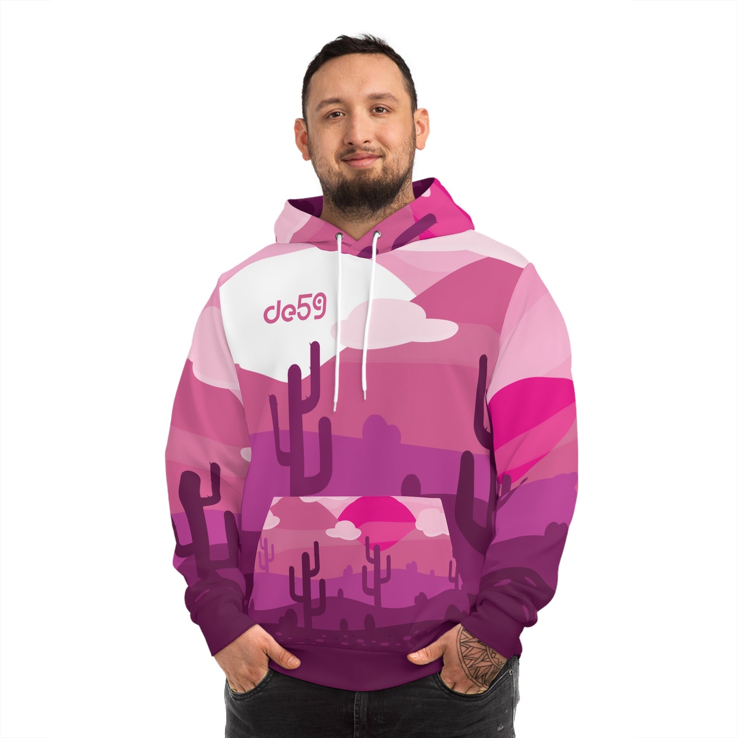 Desert Rose Sunset Hoodie — Cactus Landscape