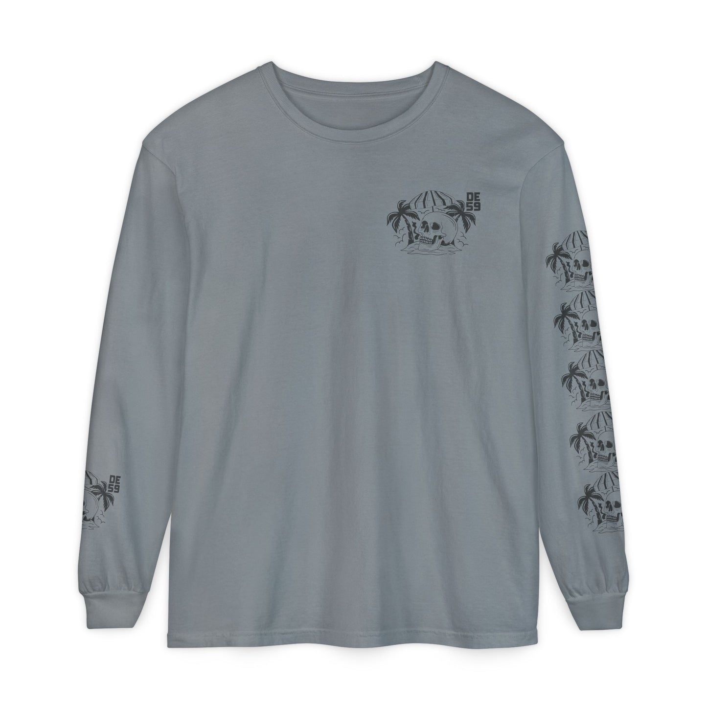 Unisex Garment-dyed -skull island Long Sleeve T-Shirt