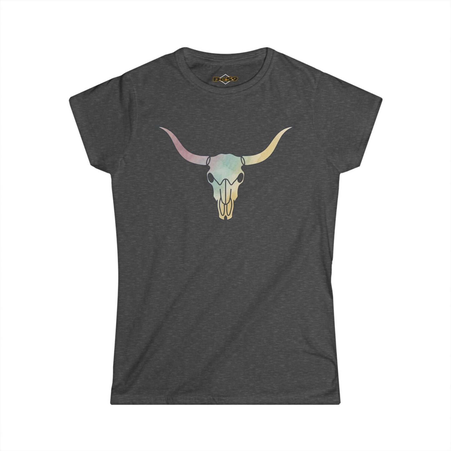 Women's Tee — Pastel Longhorn Skull (Red Star Back)