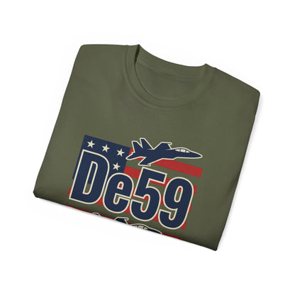 De59 Jet Fighter Tee — American Flag Military Aviation T‑Shirt