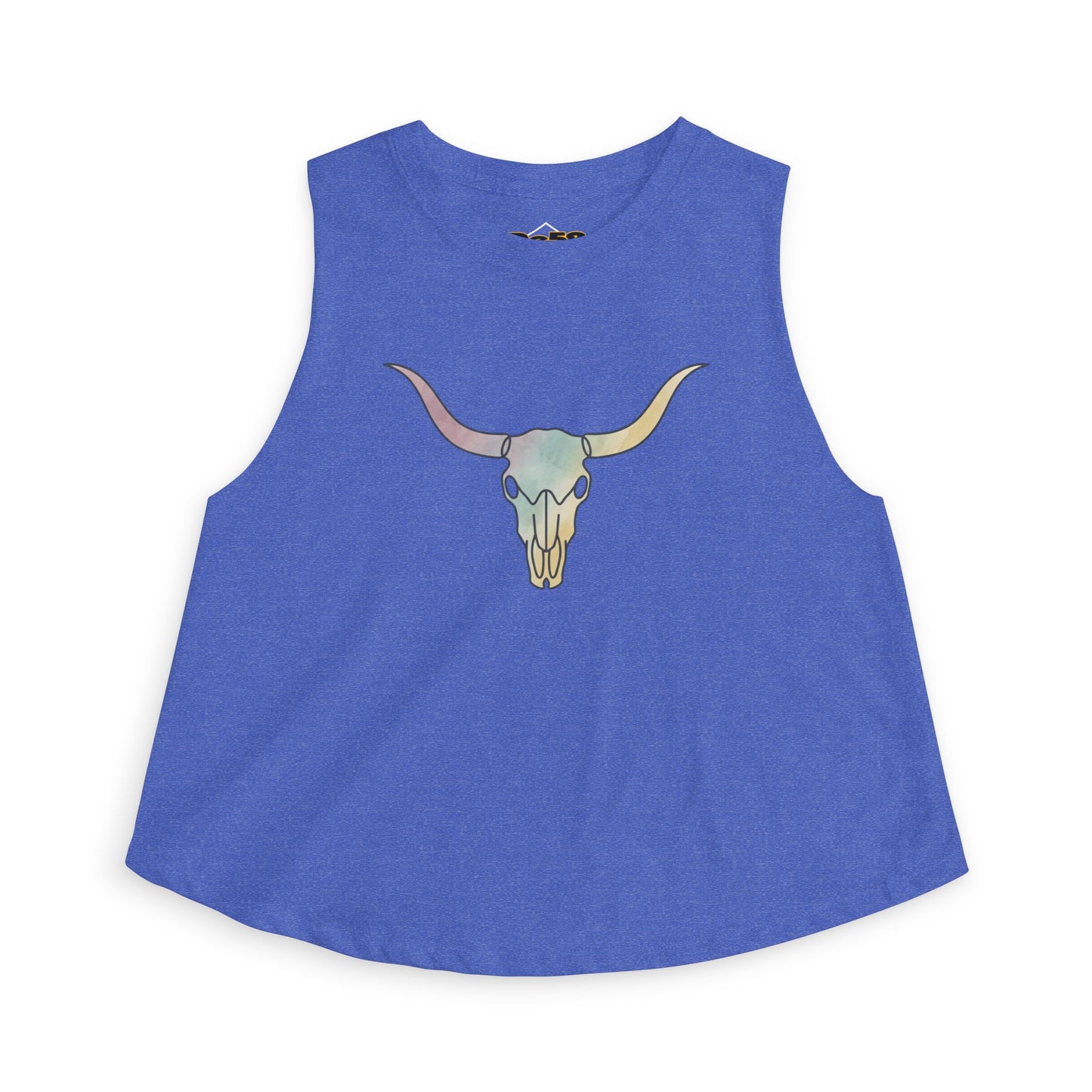 Pastel Bull Skull Crop Top — Women's Boho Western