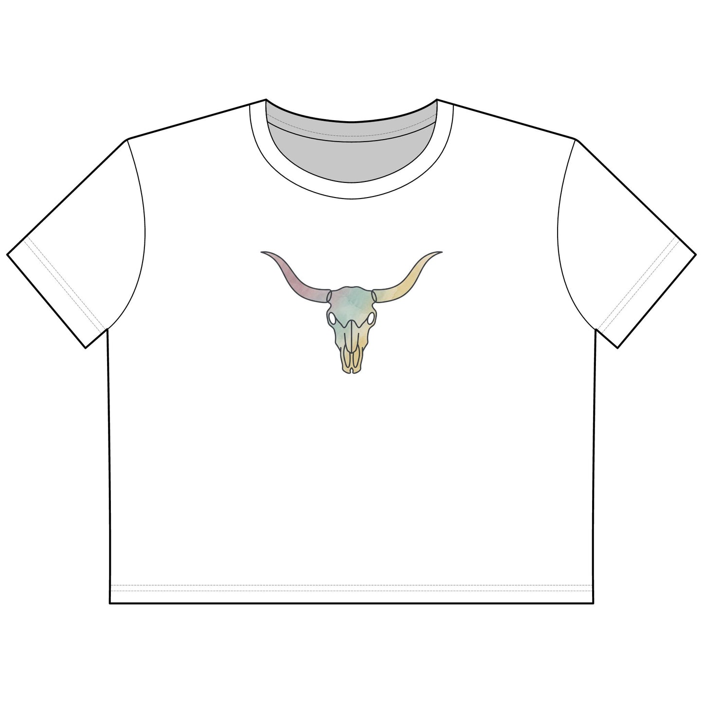 Cow Skull Cropped Tee — Pastel Western Graphic Women’s Crop Top