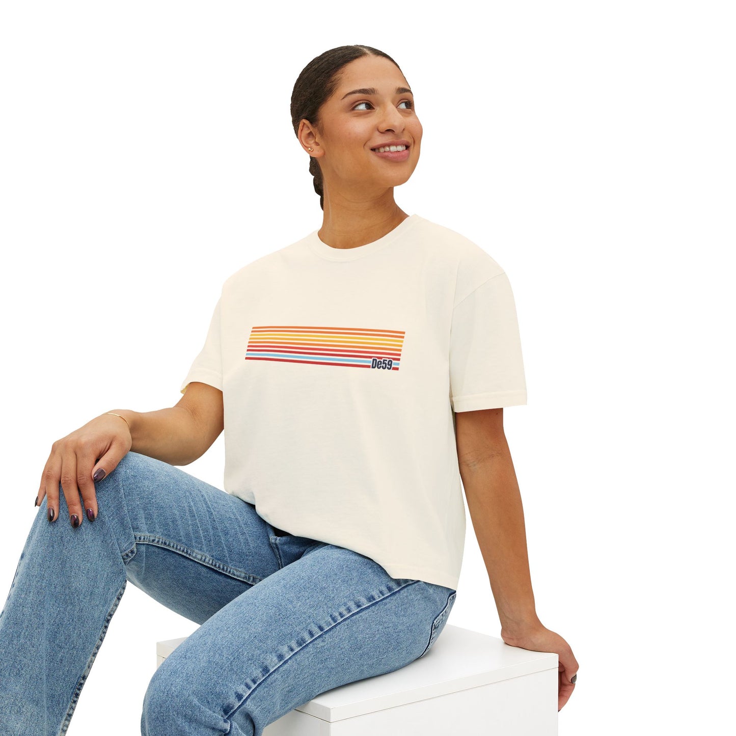 Retro Stripe Boxy Tee — Women's Vintage-Inspired Crop T-Shirt