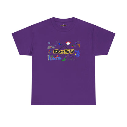 Des9 Graphic Tee — Colorful Surf & Skate Collage T-Shirt