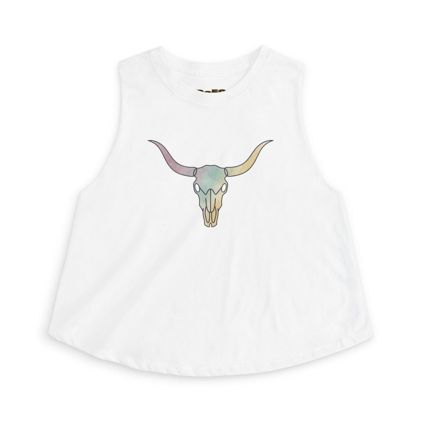 Pastel Bull Skull Crop Top — Women's Boho Western