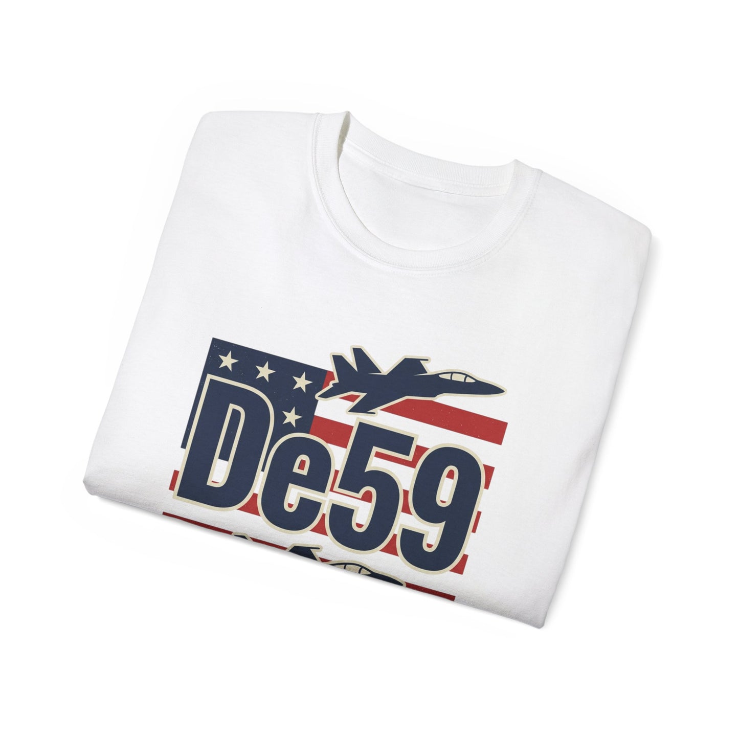 De59 Jet Fighter Tee — American Flag Military Aviation T‑Shirt