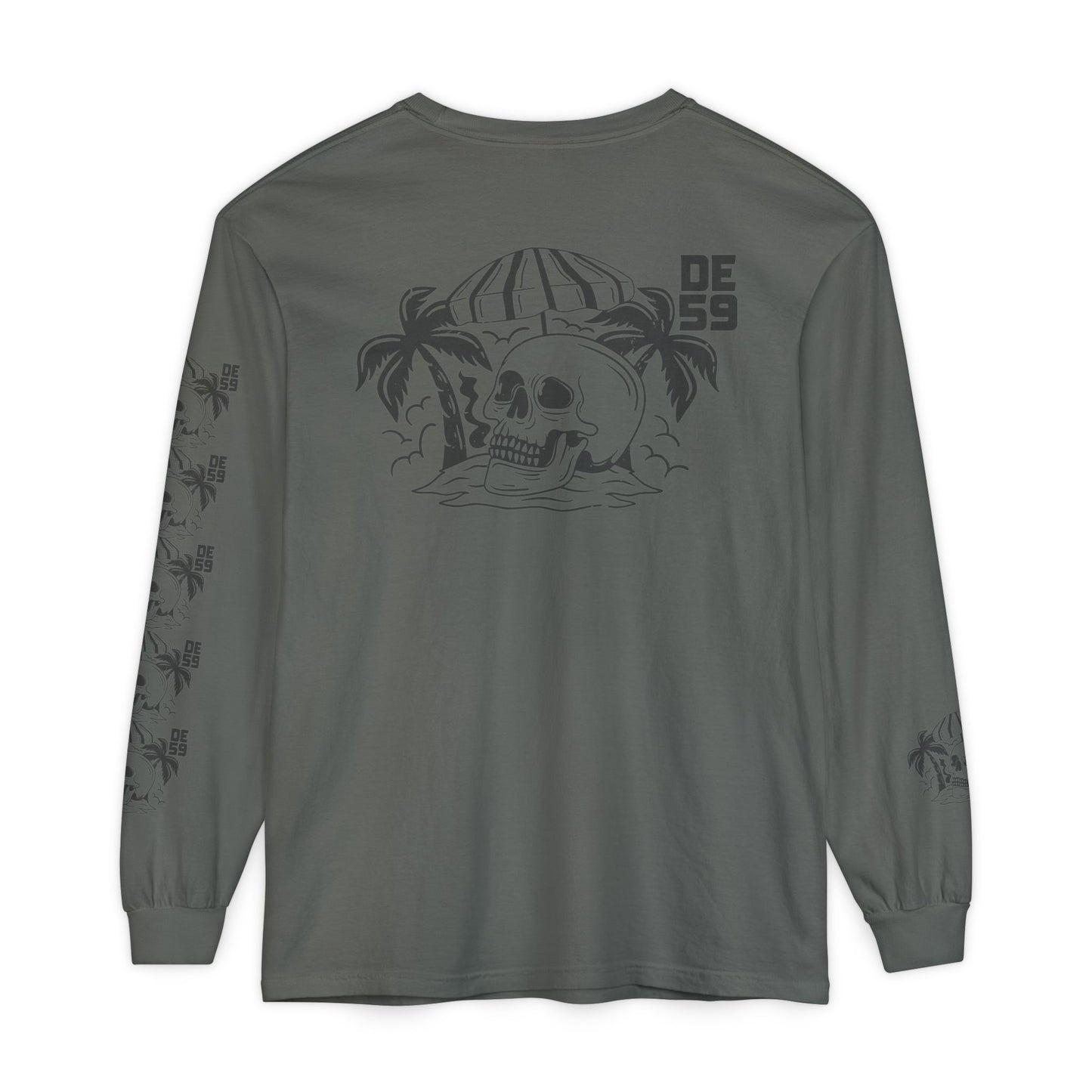 Unisex Garment-dyed -skull island Long Sleeve T-Shirt