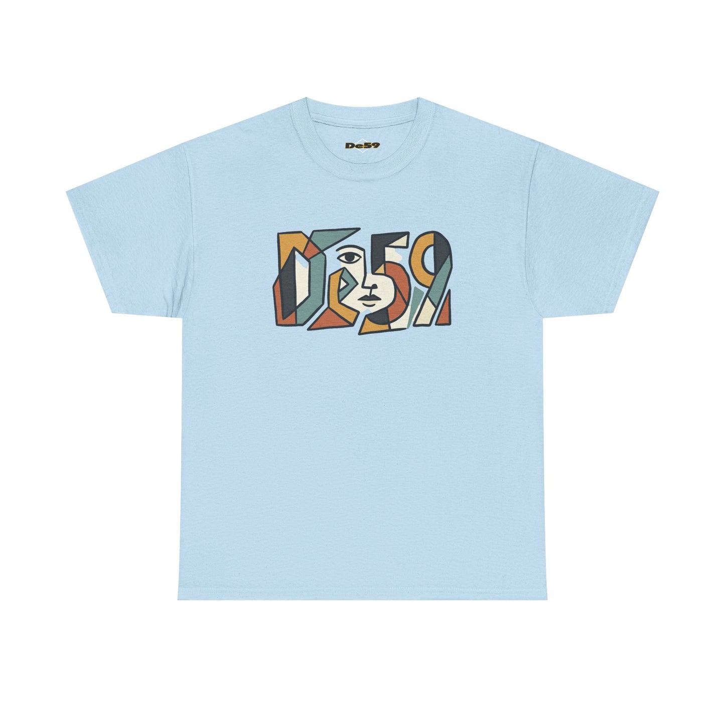 Abstract Face 'DES9' Graphic Tee — Retro Cubist Art Shirt