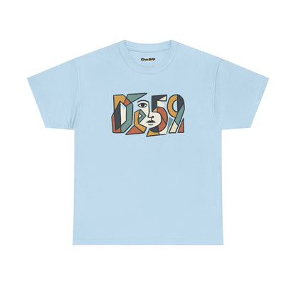 Abstract Face 'DES9' Graphic Tee — Retro Cubist Art Shirt