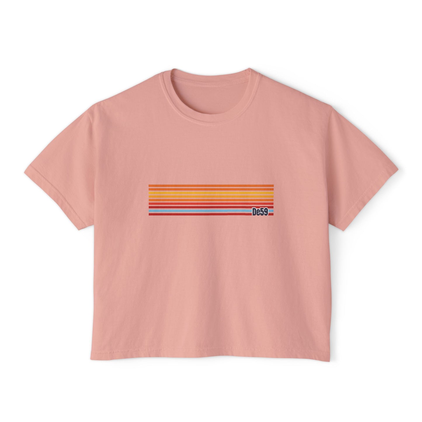 Retro Stripe Boxy Tee — Women's Vintage-Inspired Crop T-Shirt