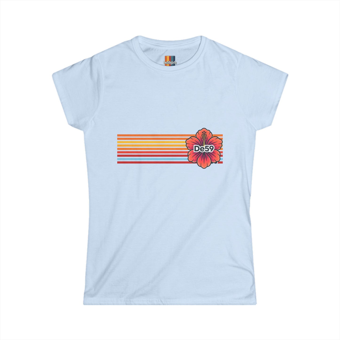 Retro Sunset Stripes with Hibiscus "Da-59"