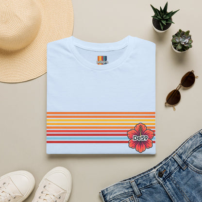 Retro Sunset Stripe T-Shirt — De59 Chest Logo