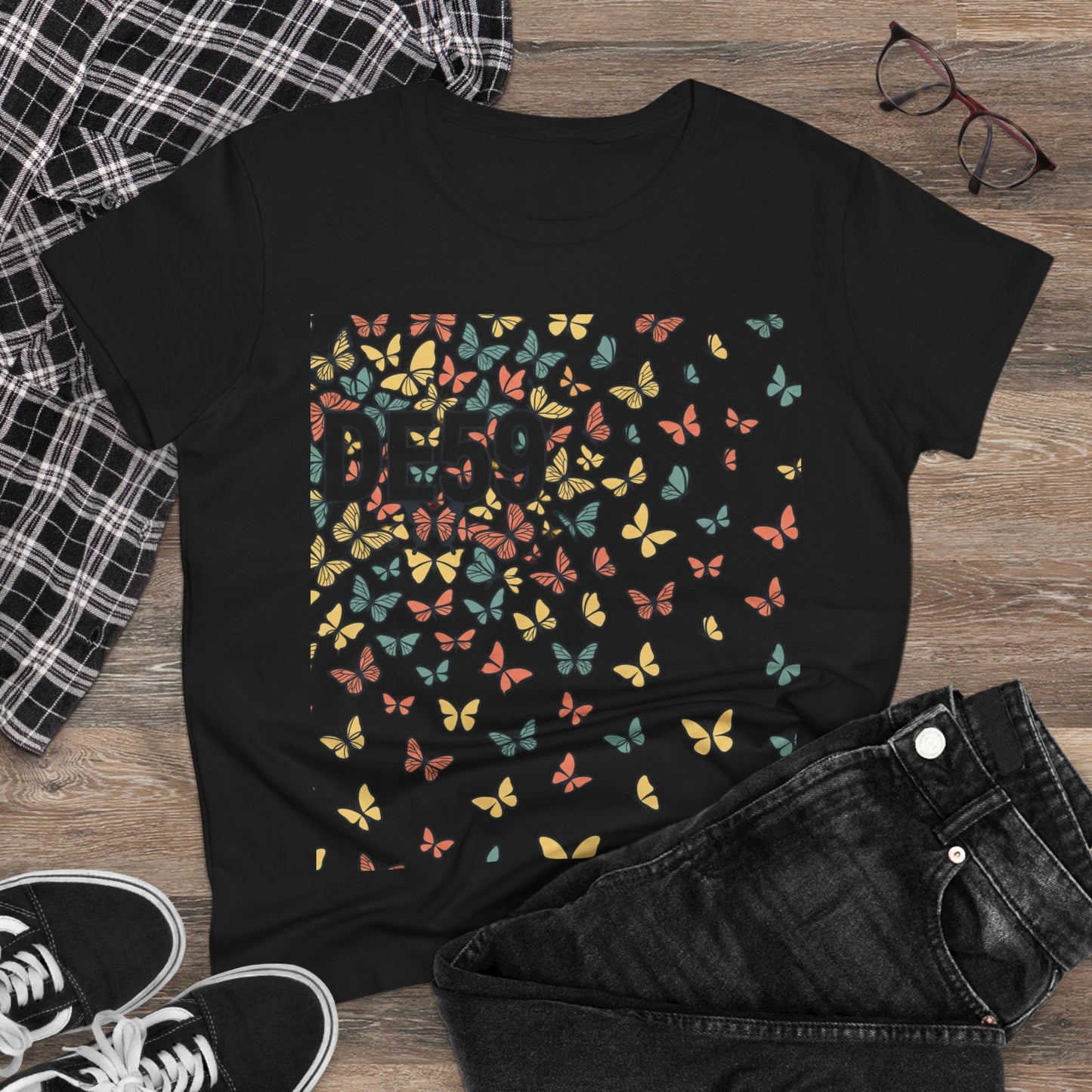 Butterfly Scatter Tee — DE59 Graphic Women's T-Shirt
