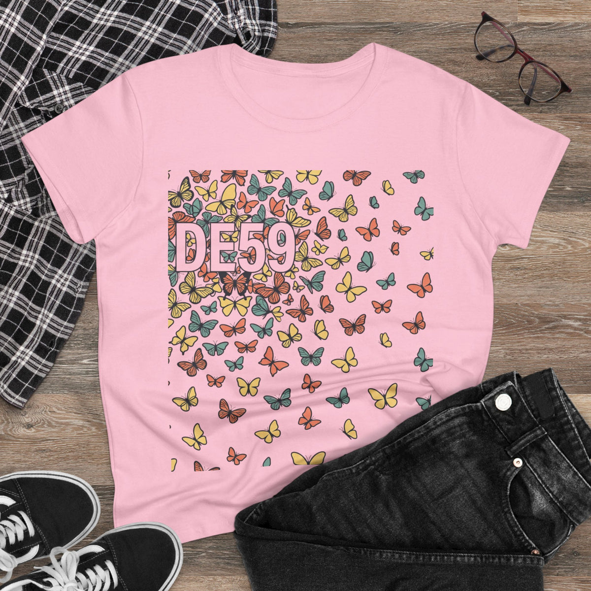 Butterfly Scatter Tee — DE59 Graphic Women's T-Shirt
