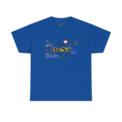 Des9 Graphic Tee — Colorful Surf & Skate Collage T-Shirt