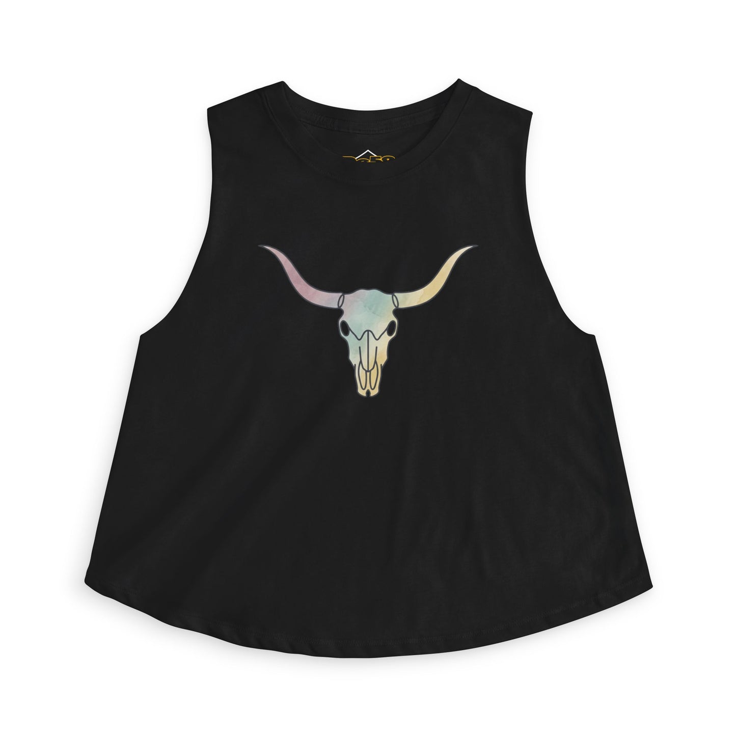 Pastel Bull Skull Crop Top — Women's Boho Western