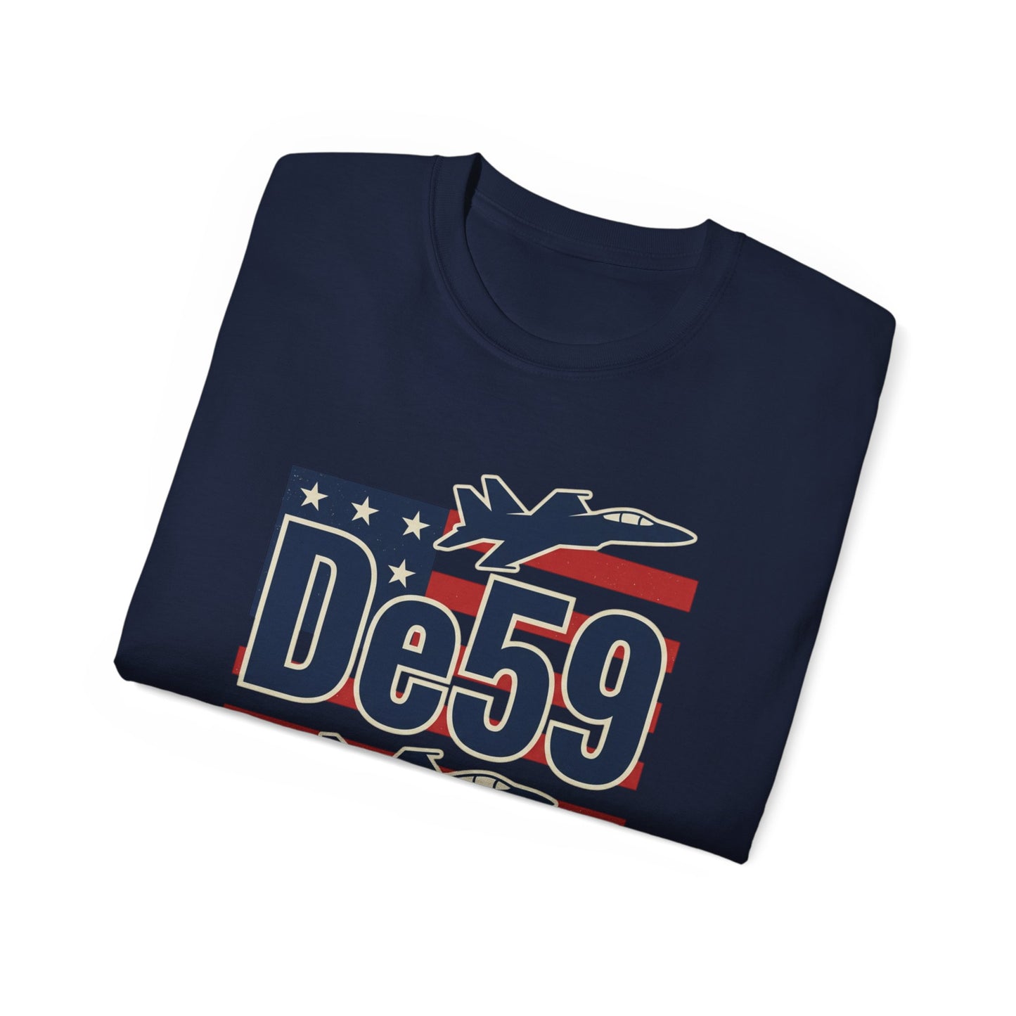De59 Jet Fighter Tee — American Flag Military Aviation T‑Shirt