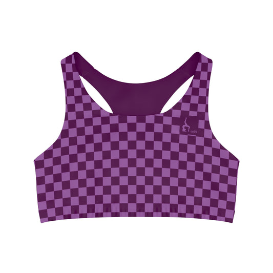 PLUM CHECKERS SPORTS BRA