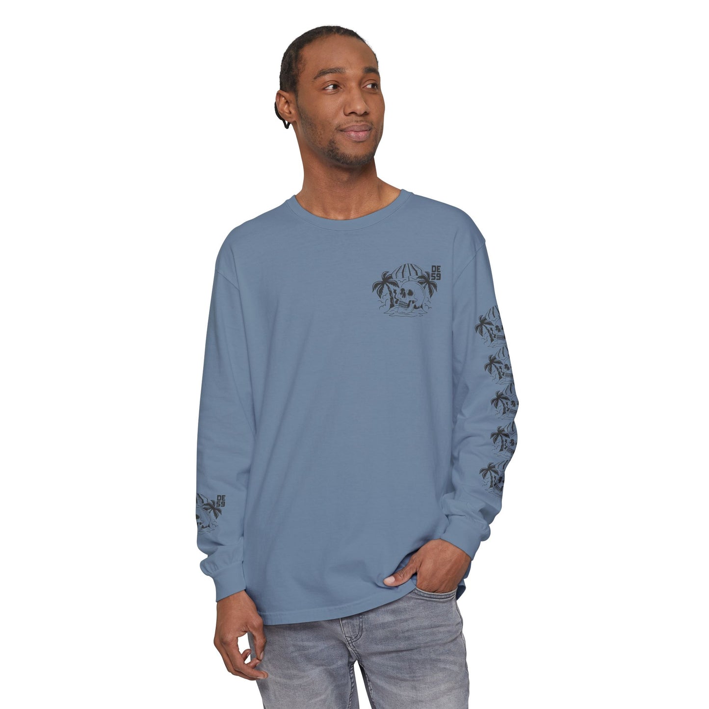 Unisex Garment-dyed -skull island Long Sleeve T-Shirt