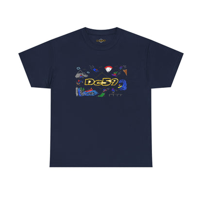 Des9 Graphic Tee — Colorful Surf & Skate Collage T-Shirt