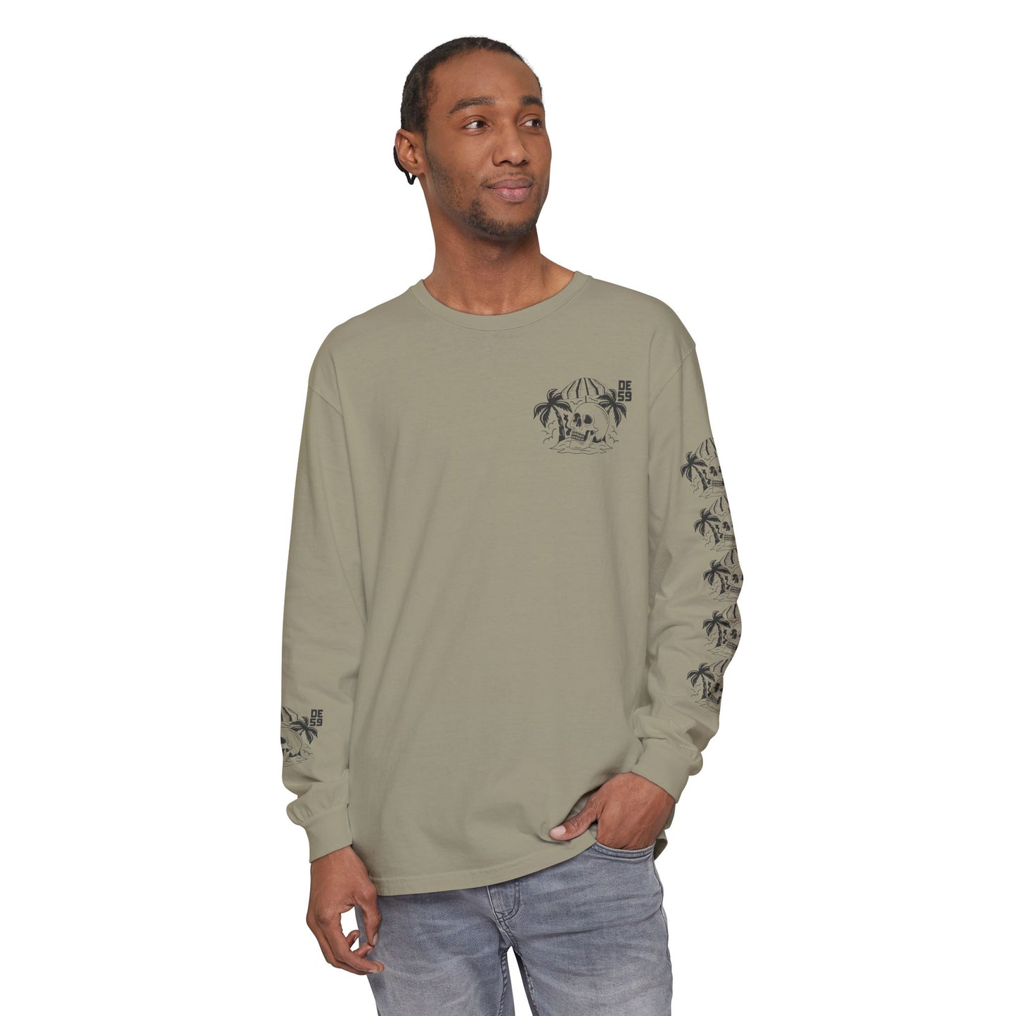 Unisex Garment-dyed -skull island Long Sleeve T-Shirt