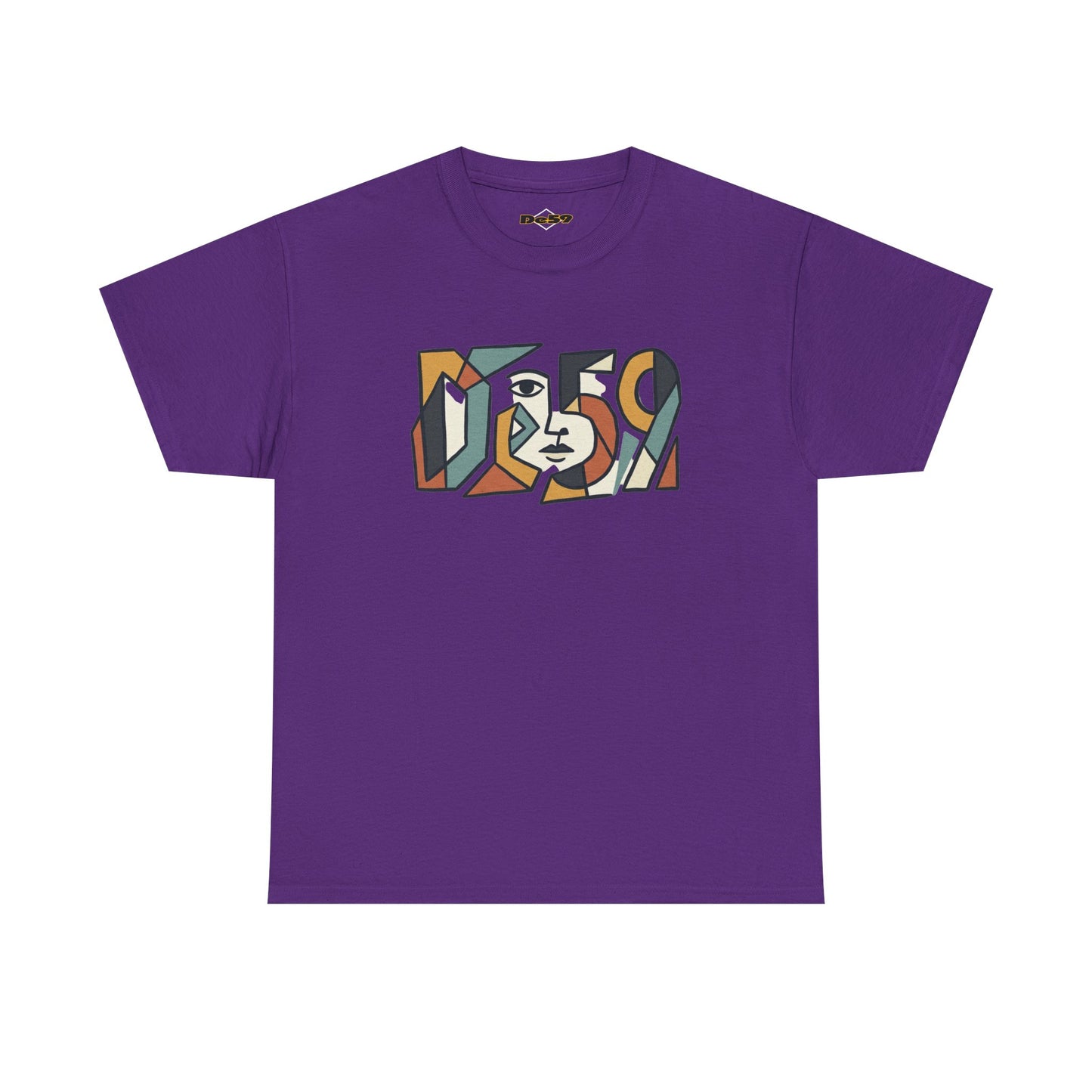 Abstract Face 'DES9' Graphic Tee — Retro Cubist Art Shirt