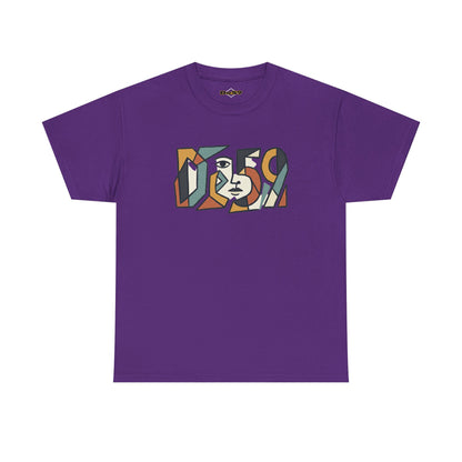Abstract Face 'DES9' Graphic Tee — Retro Cubist Art Shirt