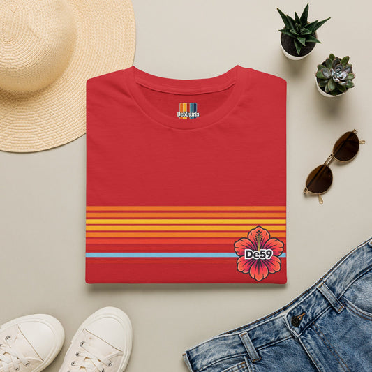 Retro Sunset Stripe T-Shirt — De59 Chest Logo