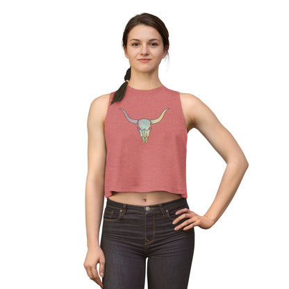 Pastel Bull Skull Crop Top — Women's Boho Western